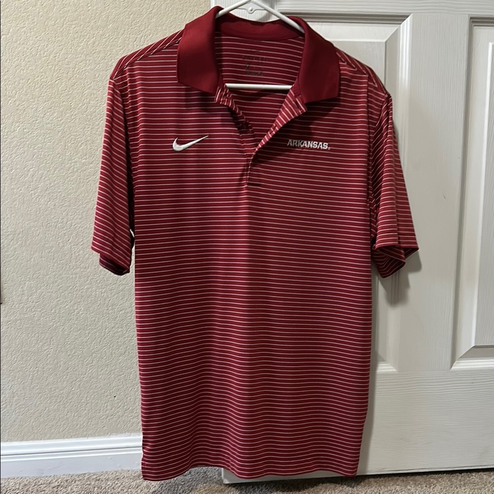 Arkansas Razorback Nike Men's Burgundy Striped Polo Shirt